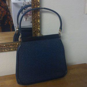 Vintage Navy Blue Woven Purse